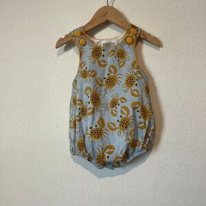 Lil Cactus Unisex Baby Blue Tan Crab Print Bodysuit Romper Size 6-12 Months